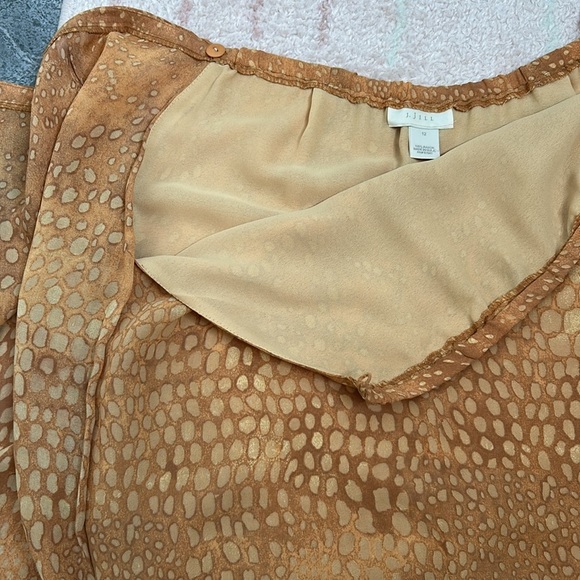 J Jill Faux Wrap Maxi Skirt Size 12 Moroccan Style Print Fall Autumn Holiday - Picture 11 of 12